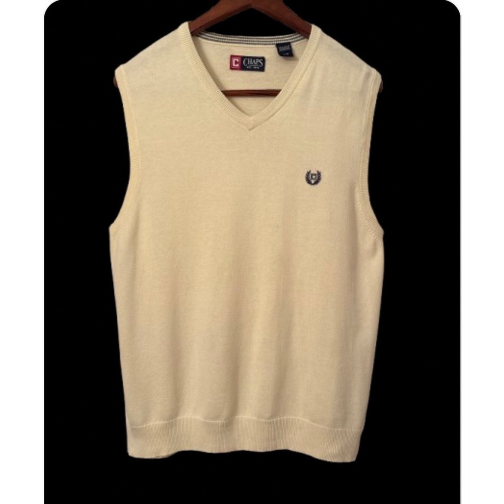 Vest Chaps Cream colored Sz L Cotton Length 29" Pit 2 Pit 22" Men sleeveless